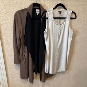 NIC+ZOE Brown Cardigan with White Tank